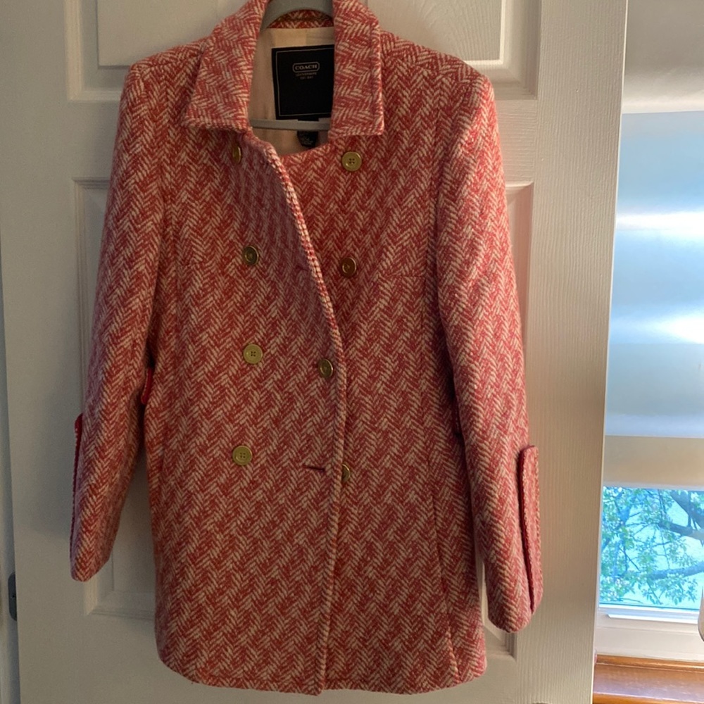 Coach Jacket Pink  Wool Herringbone Coat